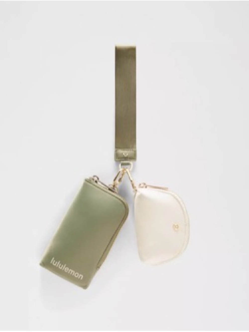 NWT lululemon athletica Dual Pouch Wristlet Wallet in Ivory/Bay Leaf